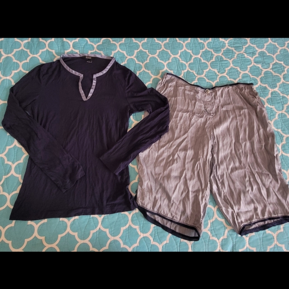 SILK/Modal Victoria's Secret Navy and Gray Pajama Set